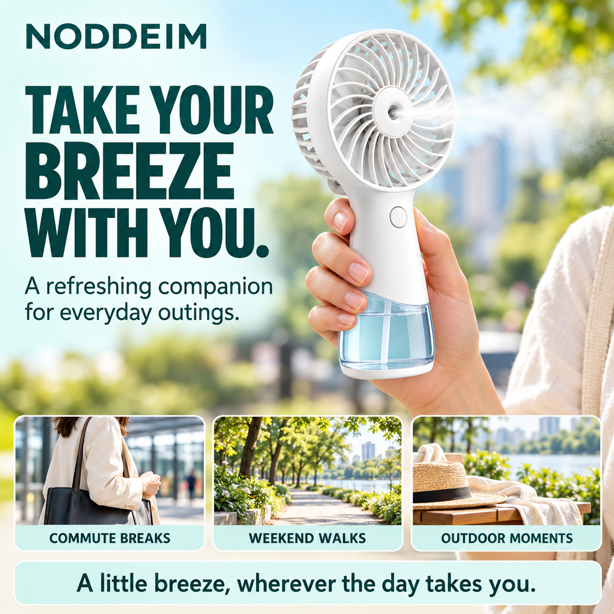 NODDEIM 🌬️ Portable Mini Fan with Adjustable Wind Speeds, Powerful Airflow, Quiet Operation, USB Rechargeable, Compact & Lightweight, Perfect for Home, Office & Travel.