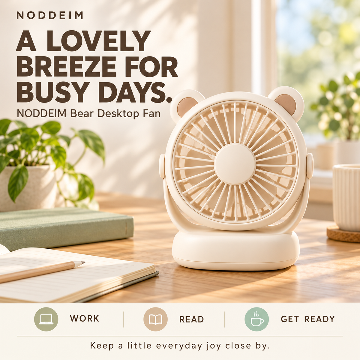NODDEIM 🌬️ Portable Mini Electric Fan with Adjustable Wind Speeds, Powerful Airflow, Quiet Operation, USB Rechargeable, Compact & Lightweight, Perfect for Home, Office & Travel.
