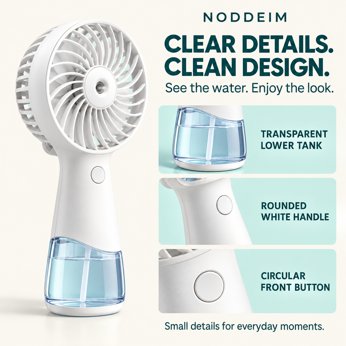 NODDEIM 🌬️ Portable Mini Fan with Adjustable Wind Speeds, Powerful Airflow, Quiet Operation, USB Rechargeable, Compact & Lightweight, Perfect for Home, Office & Travel.