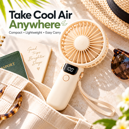 NODDEIM Smart Portable Mini Fan with One-Touch Control, Adjustable Speeds, Quiet Cooling, USB Rechargeable Design, Lightweight & Easy to Carry, Perfect for Home, Office & Travel. 🌬️