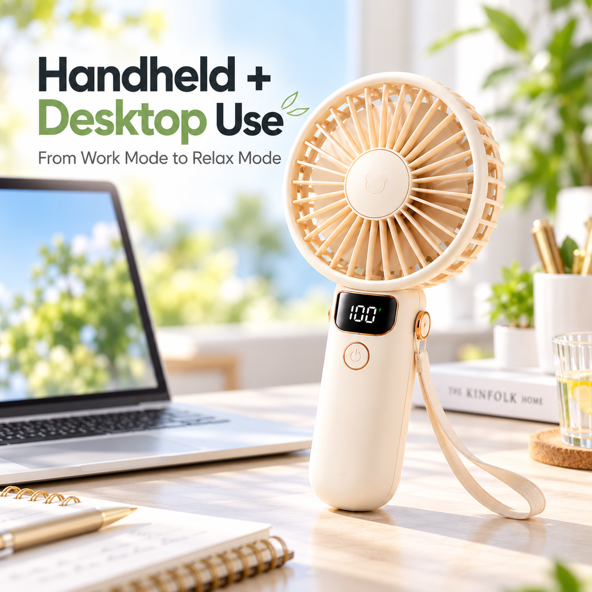 NODDEIM Smart Portable Mini Fan with One-Touch Control, Adjustable Speeds, Quiet Cooling, USB Rechargeable Design, Lightweight & Easy to Carry, Perfect for Home, Office & Travel. 🌬️