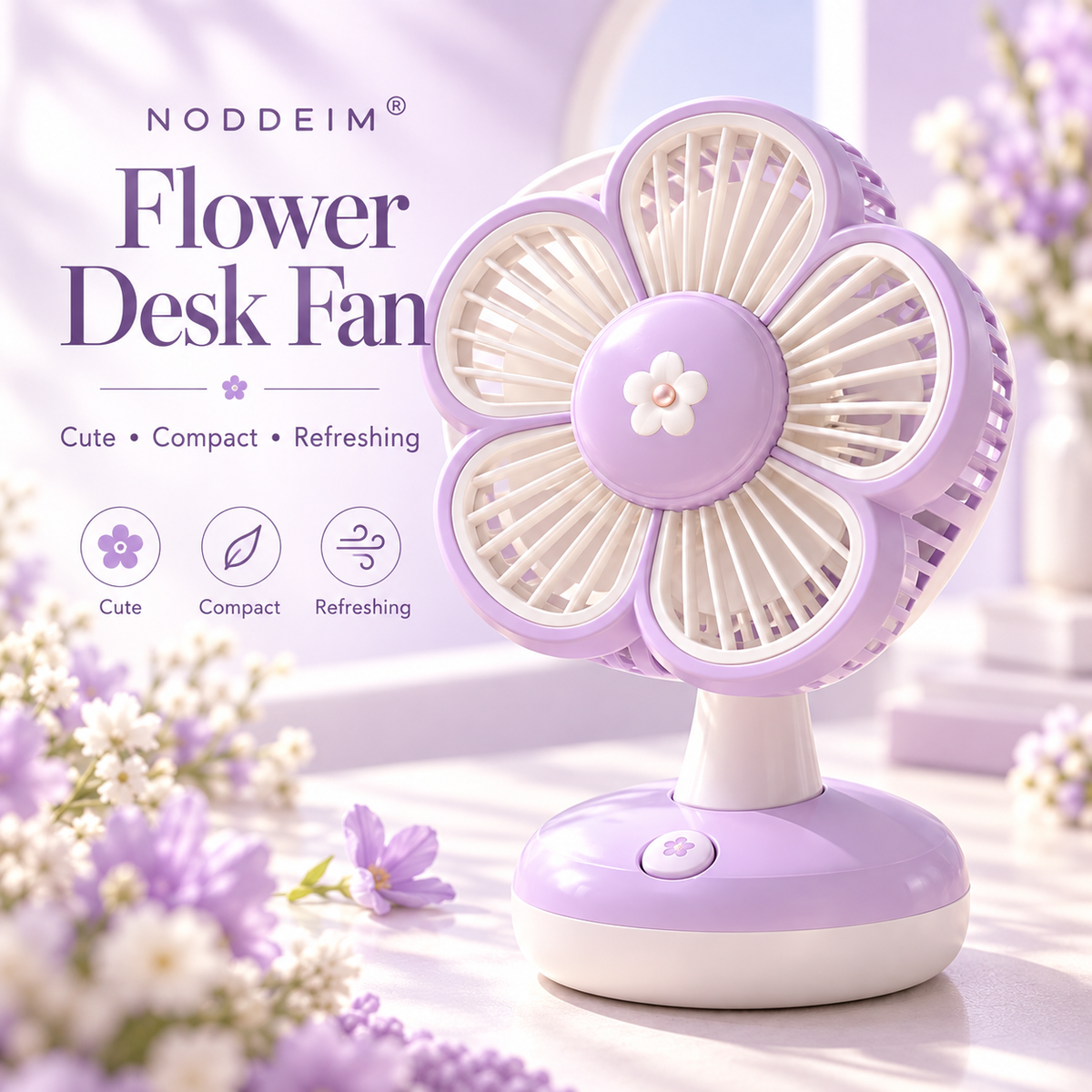NODDEIM 🐥 Mini Portable Fan ✨ 3-Speed Quiet Cooling | USB Rechargeable | Compact & Long-Lasting 🌬️