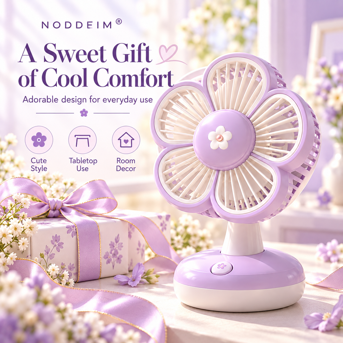 NODDEIM 🐥 Mini Portable Fan ✨ 3-Speed Quiet Cooling | USB Rechargeable | Compact & Long-Lasting 🌬️