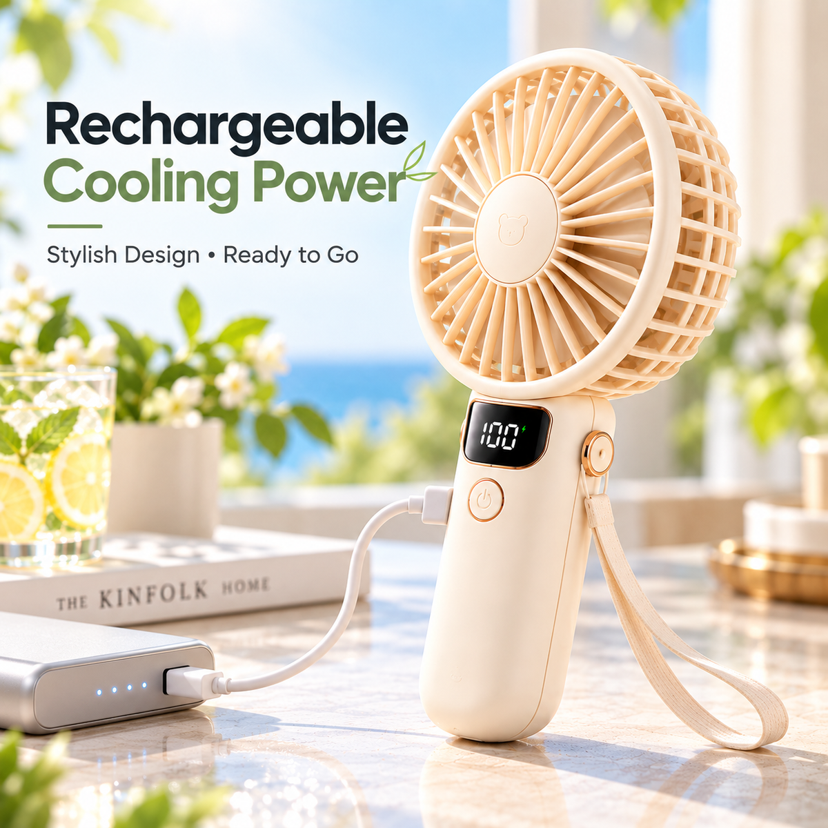 NODDEIM Smart Portable Mini Fan with One-Touch Control, Adjustable Speeds, Quiet Cooling, USB Rechargeable Design, Lightweight & Easy to Carry, Perfect for Home, Office & Travel. 🌬️