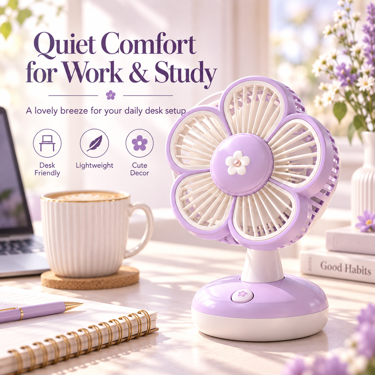 NODDEIM 🐥 Mini Portable Fan ✨ 3-Speed Quiet Cooling | USB Rechargeable | Compact & Long-Lasting 🌬️