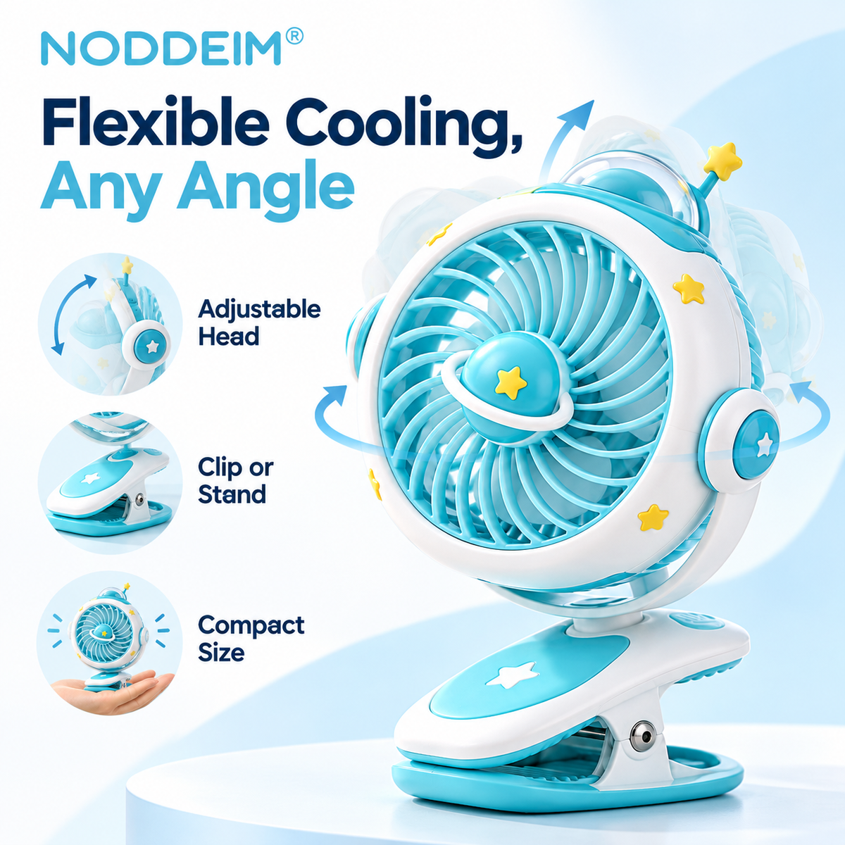 NODDEIM 🌬️ Portable Mini Desk Fan | Powerful 3-Speed Wind Settings | Low-Noise Quiet Operation | USB Rechargeable | Long-Lasting Battery | Compact Personal Cooling Fan for Home & Office ✨