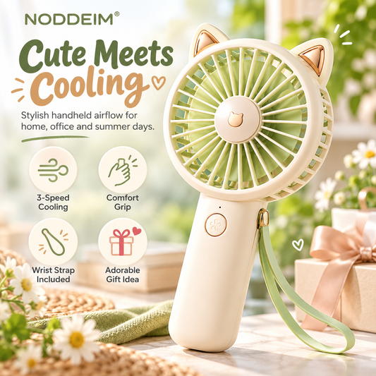 NODDEIM ❄️ Portable Personal Cooling Fan | 3-Speed Adjustable Wind | Quiet & Powerful Airflow | USB Rechargeable Battery | Compact Lightweight Design | Perfect for Home, Office, Bedroom & Summer Use 🌬️