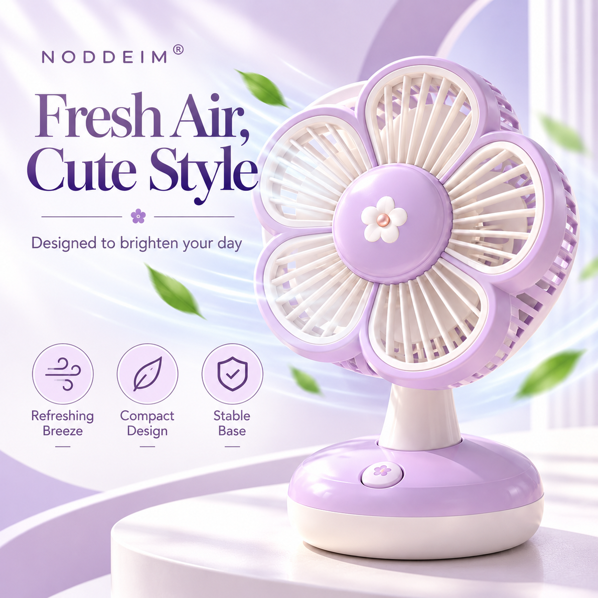 NODDEIM 🐥 Mini Portable Fan ✨ 3-Speed Quiet Cooling | USB Rechargeable | Compact & Long-Lasting 🌬️