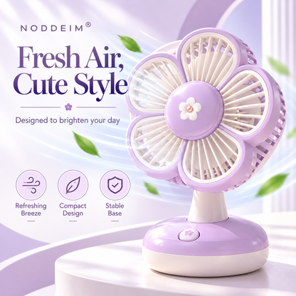 NODDEIM 🐥 Mini Portable Fan ✨ 3-Speed Quiet Cooling | USB Rechargeable | Compact & Long-Lasting 🌬️