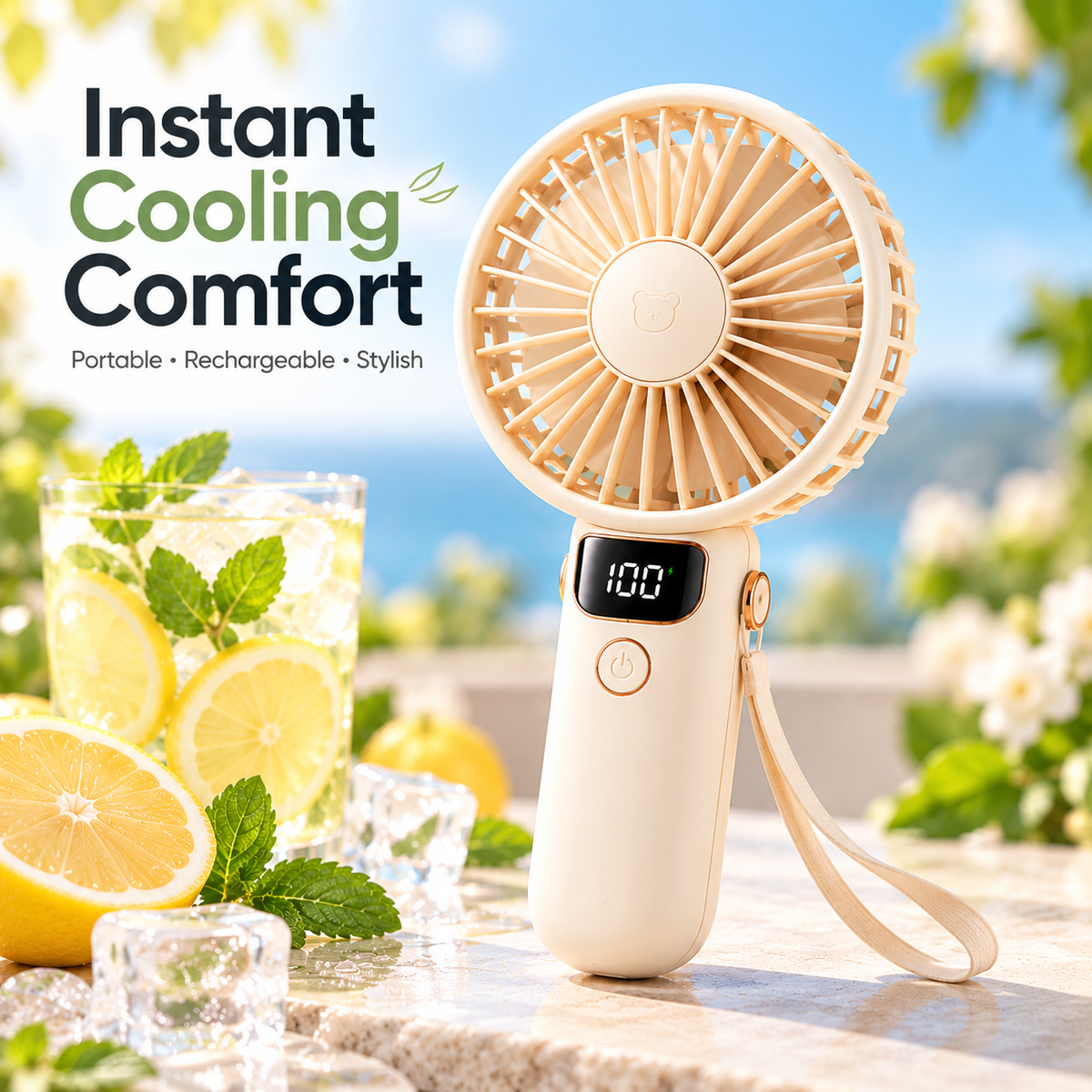 NODDEIM Smart Portable Mini Fan with One-Touch Control, Adjustable Speeds, Quiet Cooling, USB Rechargeable Design, Lightweight & Easy to Carry, Perfect for Home, Office & Travel. 🌬️