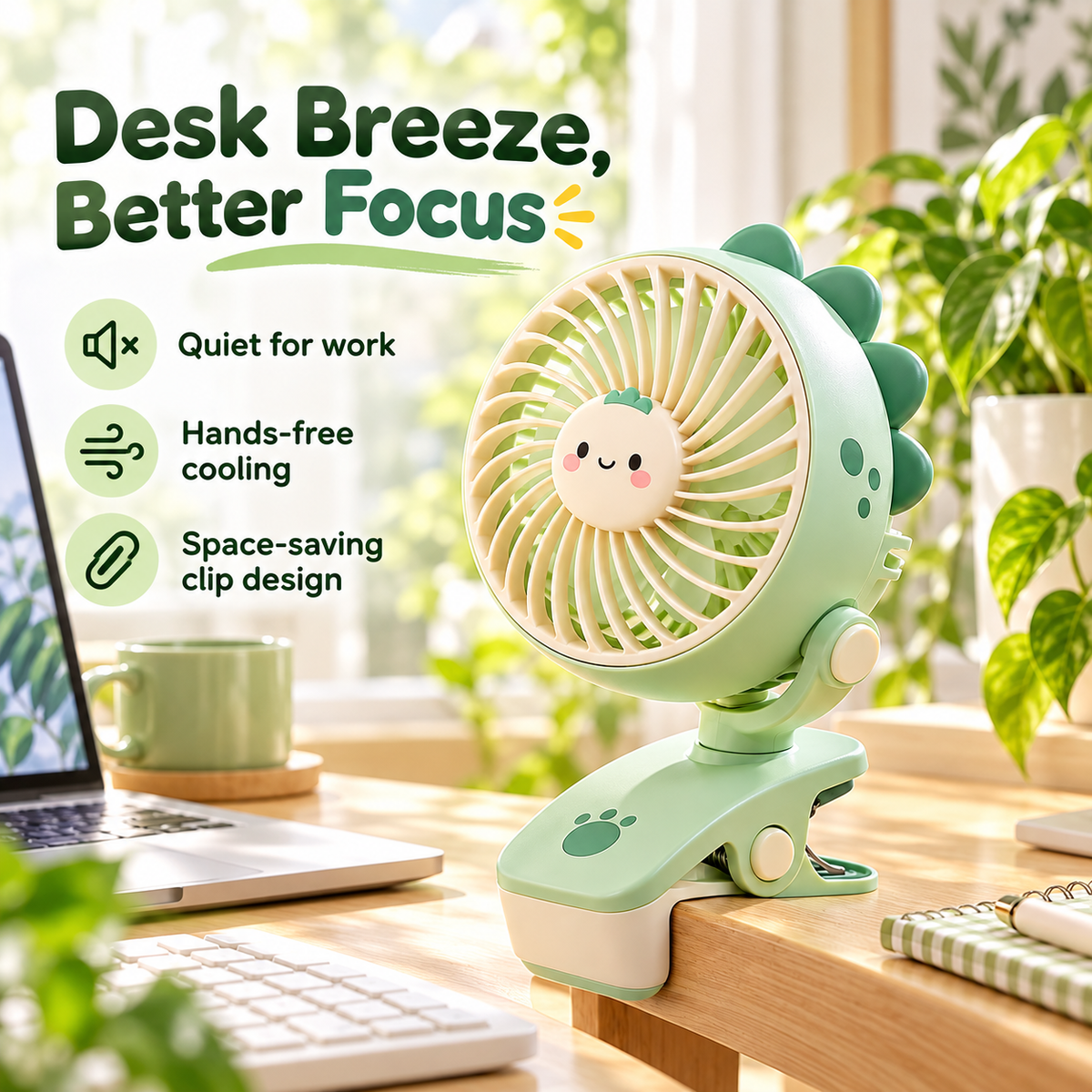 🌬️✨NODDEIM Mini Portable Fan | 3-Speed Adjustable Cooling | Quiet & Powerful Airflow | USB Rechargeable | Compact Lightweight Design | Easy-to-Use Personal Desk & Handheld Fan 🐥